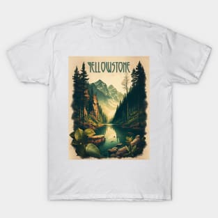 Yellowstone River Vintage Travel Art Poster T-Shirt